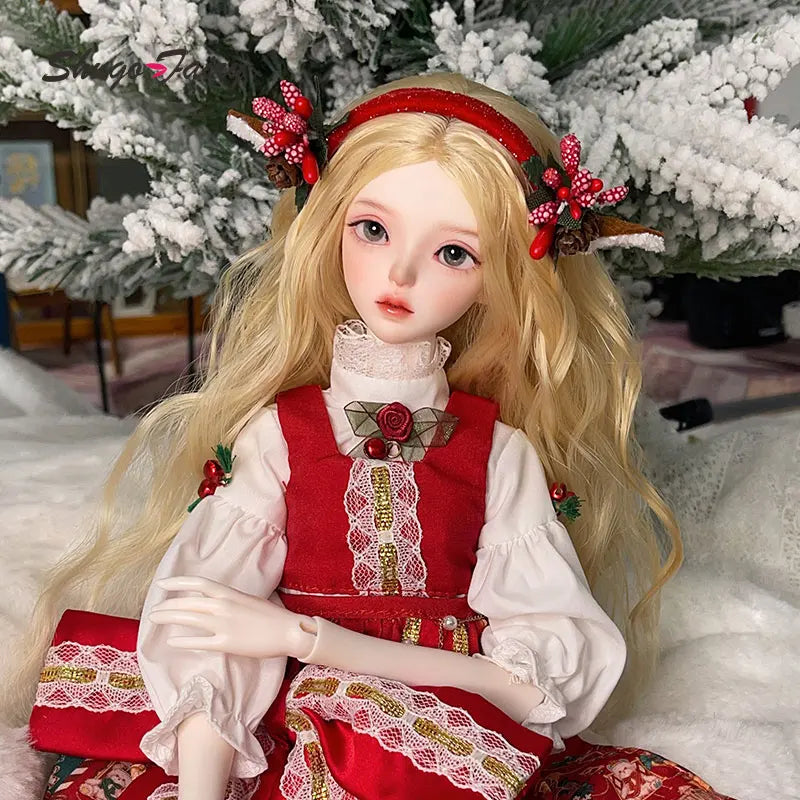 Celia Ball Jointed Doll 1/4 Christmas Fullset Ball Jointed Dolls for Red Dress Party Gift Toys Collection Shugafairy
