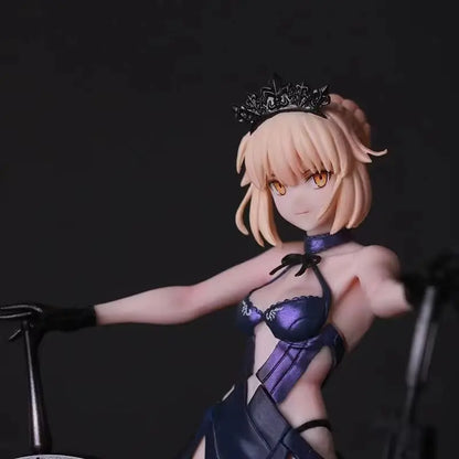 Dark Armor Maiden Figure With Sword And Gun, Anime Style Tabletop Decoration Collectible