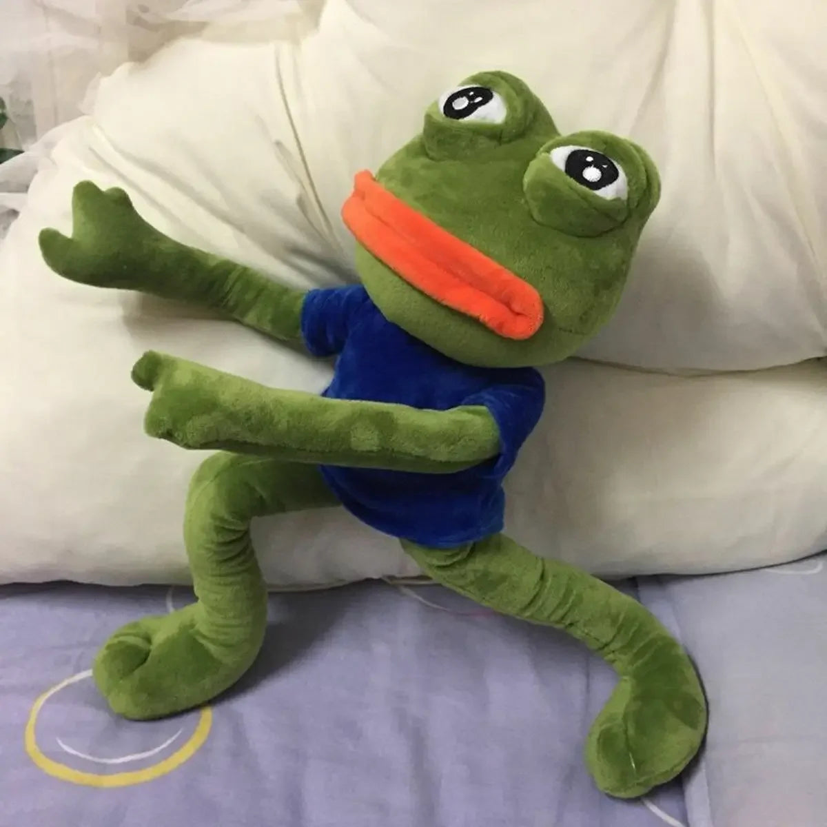 45cm Pepe The Frog Plush Toy Sad Meme Frog Stuffed Animal Soft Funny Peluche Cute Kawaii Hugging Pillow Home Decor Gag Gift