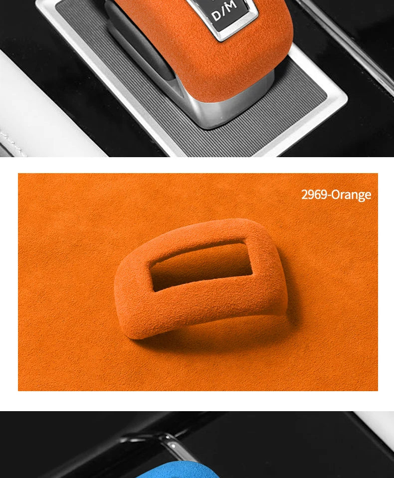 Made of Alcantara For Mitsubishi Outlander 2023 Car Gear Shift Boot Cover Trim Sticker Anti Scratch Interior Tuning Accessories