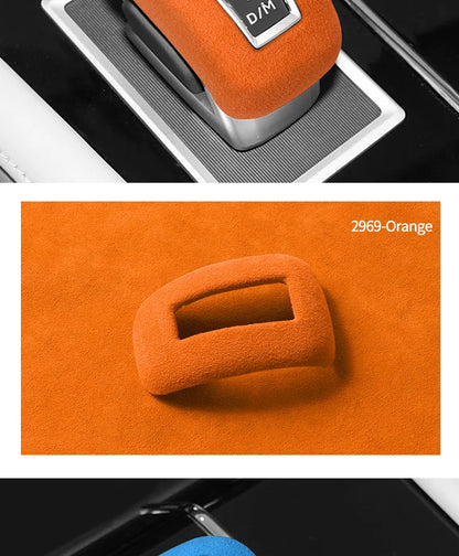Made of Alcantara For Mitsubishi Outlander 2023 Car Gear Shift Boot Cover Trim Sticker Anti Scratch Interior Tuning Accessories