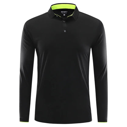 Quick Dry Long Sleeve Polo Custom Logo High Quality Lapel Sports Polo Shirt Embroidery Design Company Team Shirt Printing Image