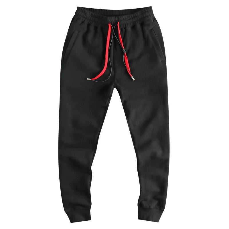 Autumn Winter New American Retro Thickened Velvet Sweatpants Men's Simple Washed Heavyweight Drawstring Sports Ankle-tied Pants