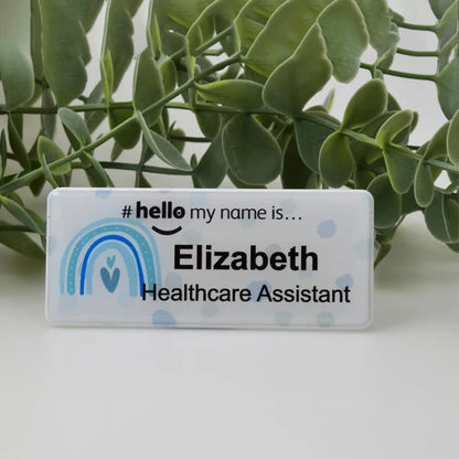 Personalized Custom Name, Rainbow Polka Dot Hello My Name Is, Name Badge Nurse, Midwife Hospital, Doctor Nurse, Intern