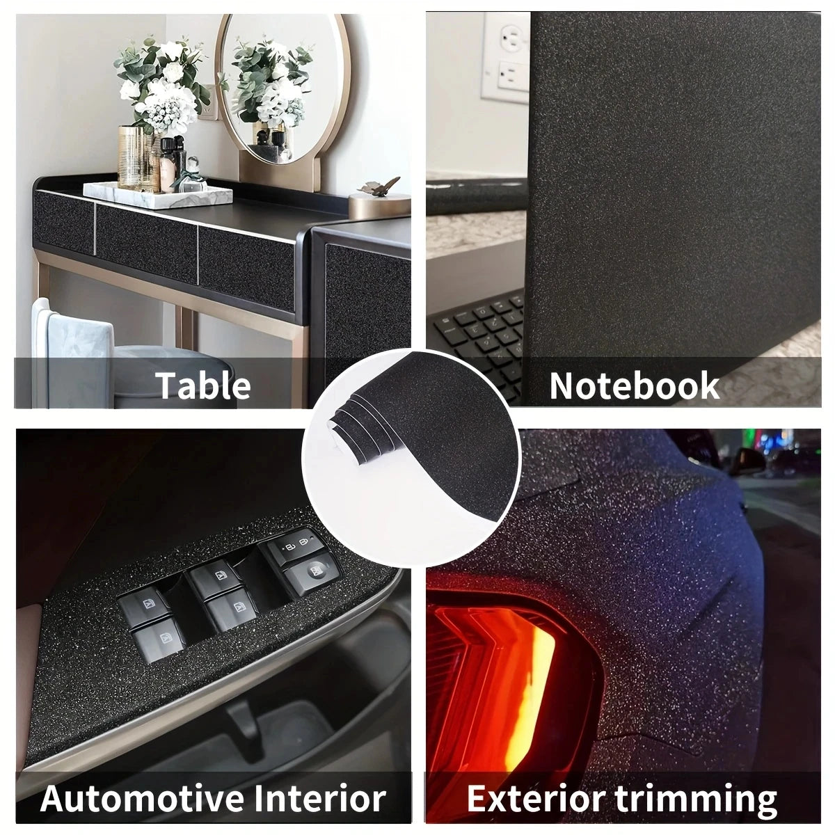 Matte Frosted Sanding Glitter Black PVC Vinyl Wrap Film Car Motorcycle Internal DIY Decal Sticker With Air Release Self Adhesive