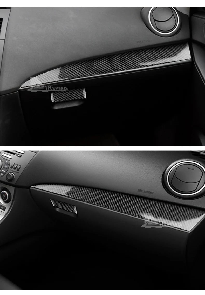 Real Soft Carbon Fiber For Mazda 3 2010 2011 2012 2013 Co-pilot Dashboard Holder Trim Interior Cover Sticker Car Accessories