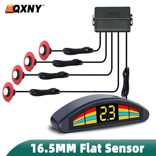 Parking Sensor Kit  Flat 16.5mmParktronic Reversing Backup Radar Recoil Auto Detector  Assistance Voice Buzzer Automobile Car