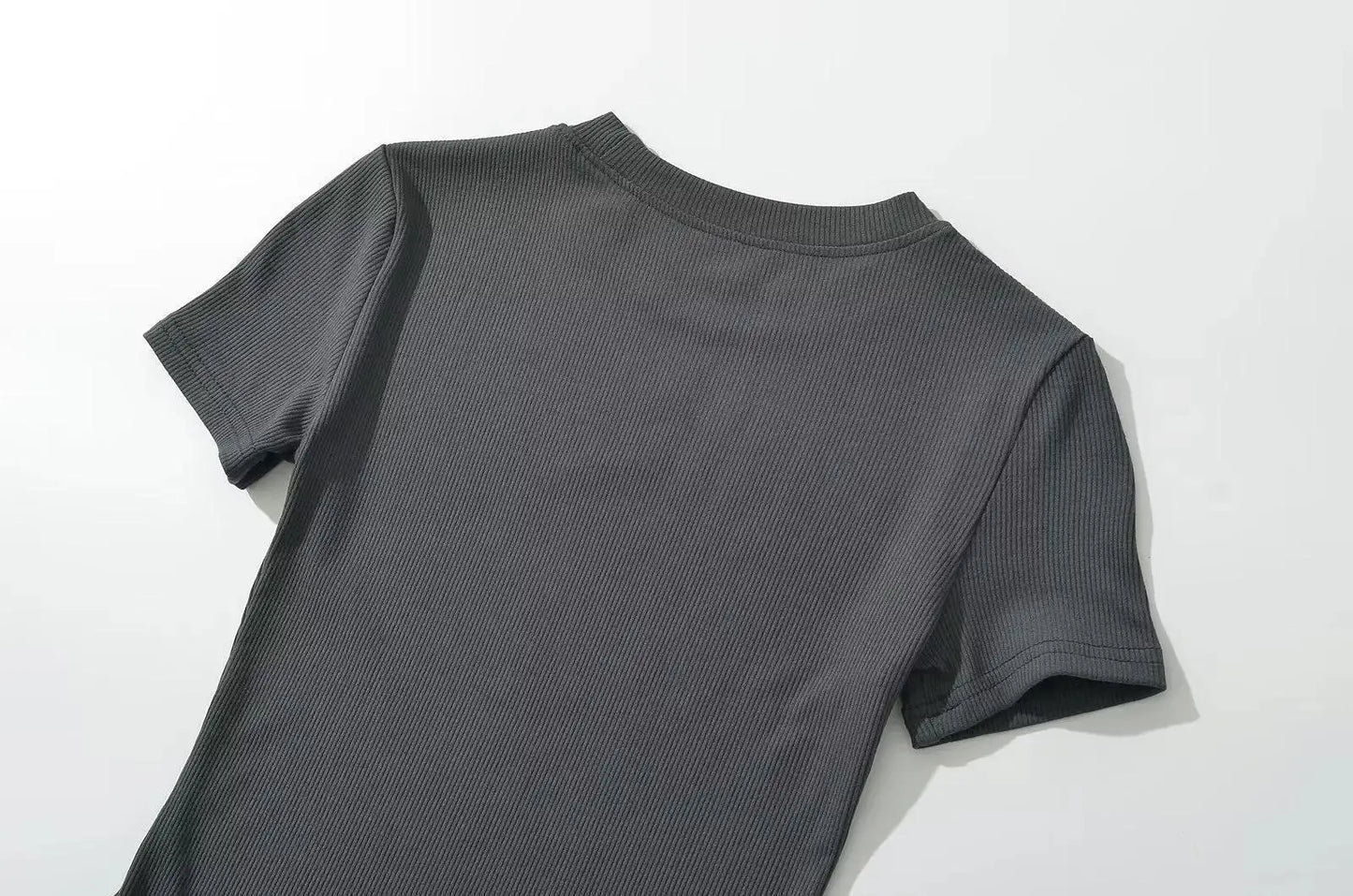 Summer Short Sleeve O-neck Knitted Bodysuits Women Stretchable Slim Basic Solid Color Tops