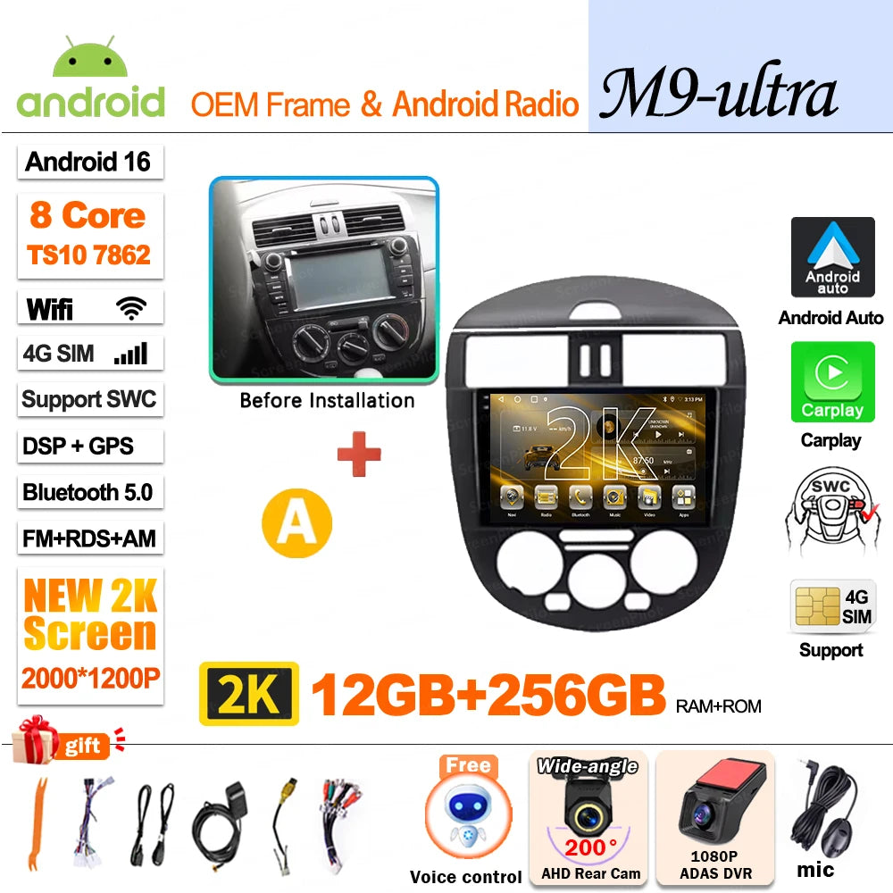 9 inch for Nissan Pulsar 6 NB17 2014 - 2018 Android 16 Wireless CarPlay Car Radio Video Multimedia Player GPS Navi DSP Stereo 4G