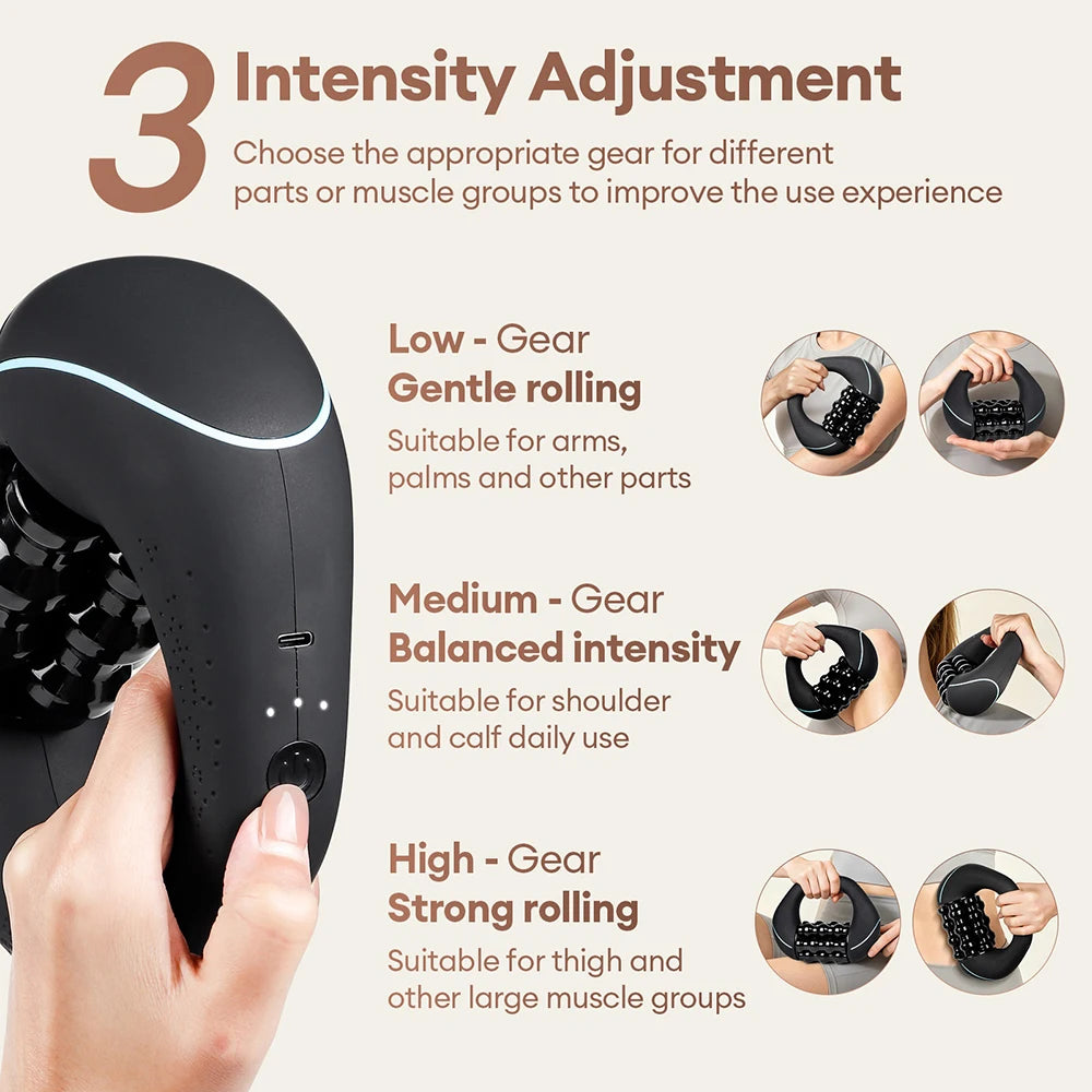 Electric Handheld Body Roller Massager Fascia Gun Deep Tissue Muscle Relaxation Portable Massage Tool for Whole Body Massage