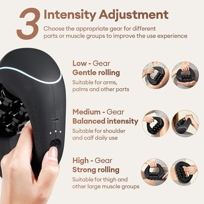 Electric Handheld Body Roller Massager Fascia Gun Deep Tissue Muscle Relaxation Portable Massage Tool for Whole Body Massage