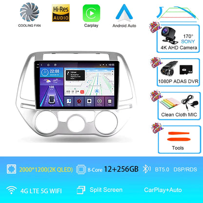 Android 16 Carplay Auto Multimedia Player Car Radio For Hyundai I20 2010 2012 2013 2014 DSP Autoradio GPS Stereo 2din Head Unit