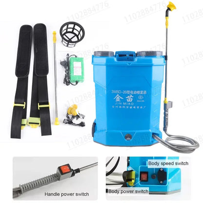 20L Agricultural Electric Sprayer Blower Rechargeable Lithium Battery Backpack Pesticide Sprayer Garden Irrigation Sprayer