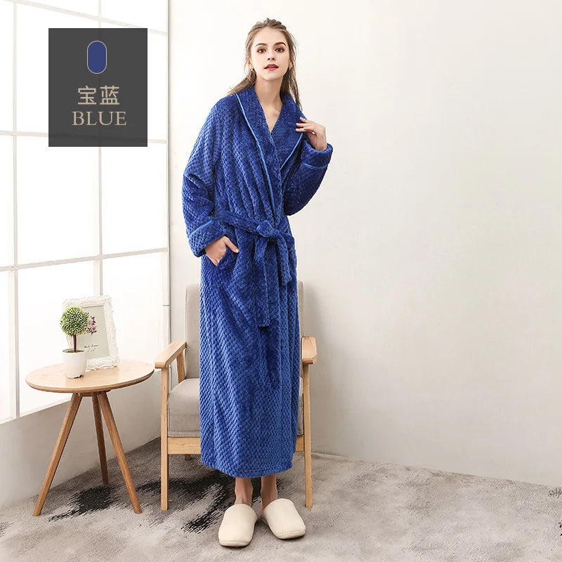 Thickened Extended Bebe Velvet Couple Robe Women's Winter plus Size Fashion Sleepwear Men's XXXL Sexy Home Clothes Pyjamas