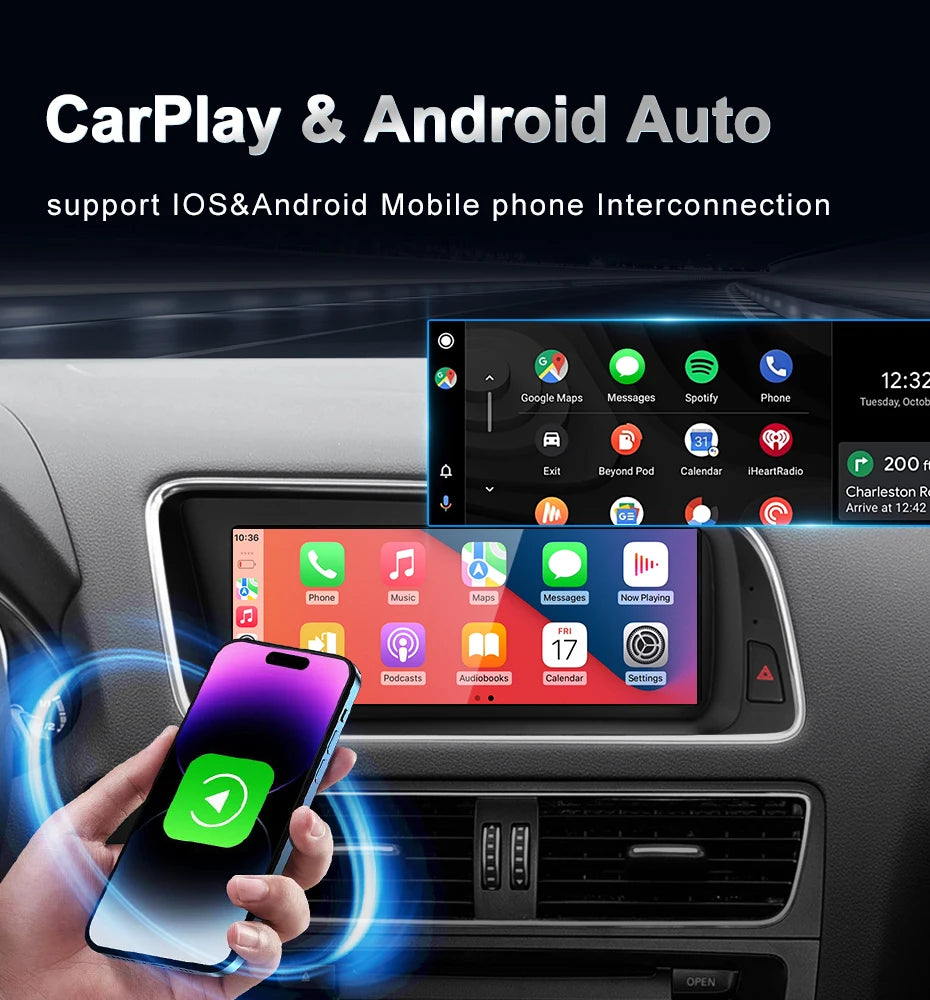 STWEI Qualcomm Snapdragon 680 6225 2.4GHz Wireless CarPlay Android13 Auto For AUDI Q5 Car Multiledia Players Video GPS Bluetooth