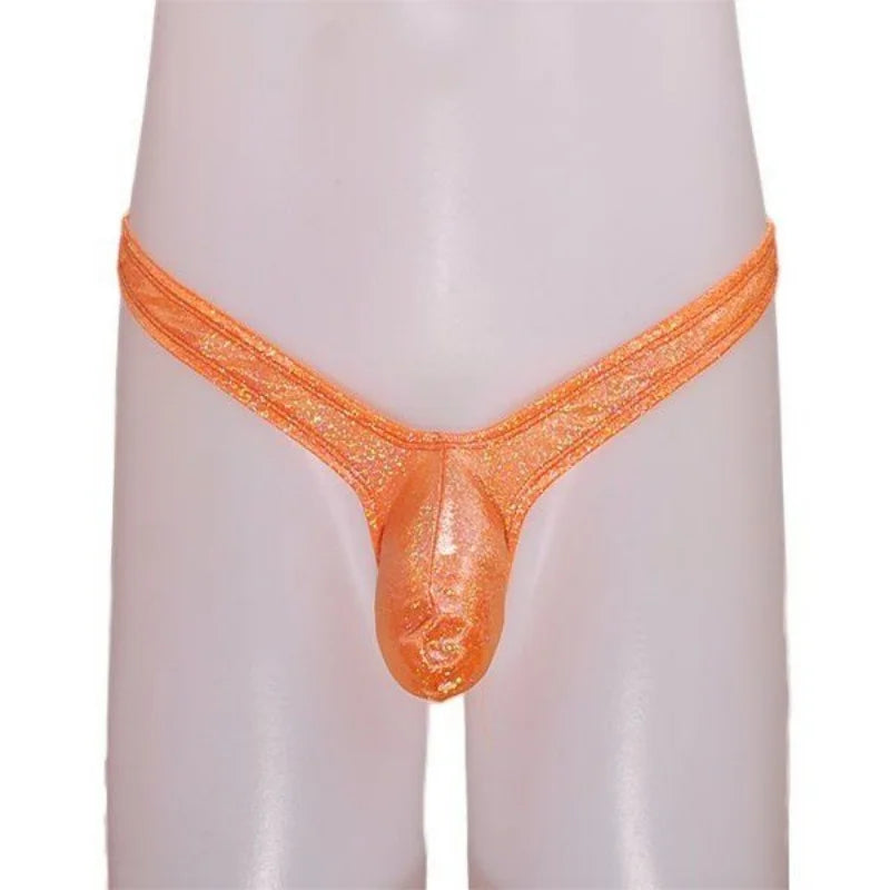 Laser Colorful Men's G-string Underwear Sexy Men's Briefs U Convex Male Underpants Low Waisted Thong Private Party club Panties