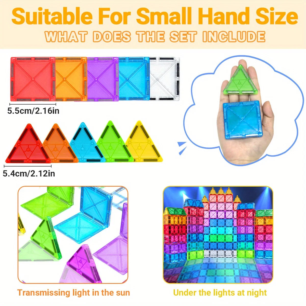 30/50/100 Magnetic Tiles Enhance Hands-On Ability and Creativity, Youth Education Puzzle Collage, Random Color Birthday Gift