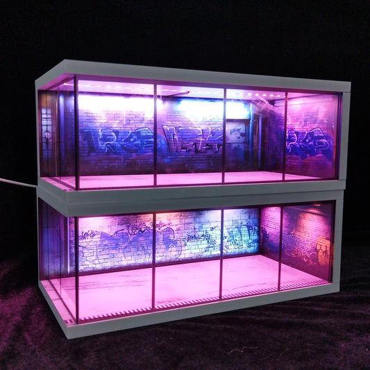 1/64 Scale Car Miniatures Garage Scene Model Car Parking Lot Display Box Led Lights Series Parking Simulation Car Models Box