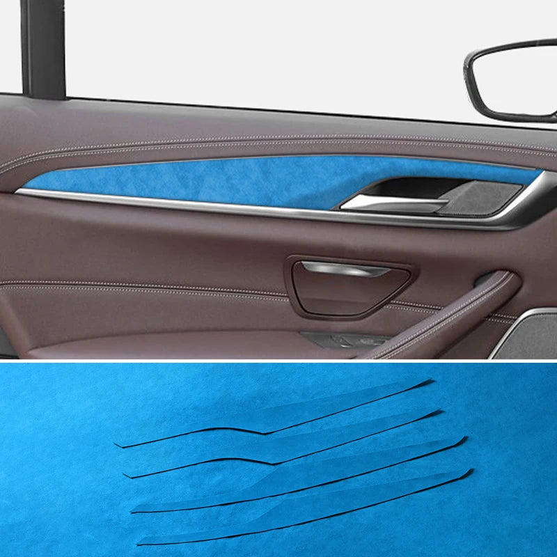 For BMW 5 Series G30 G38 Car Door Inner Handle Decorative Trim Frame Sticker Premium Interior Accessories Made of Alcantara