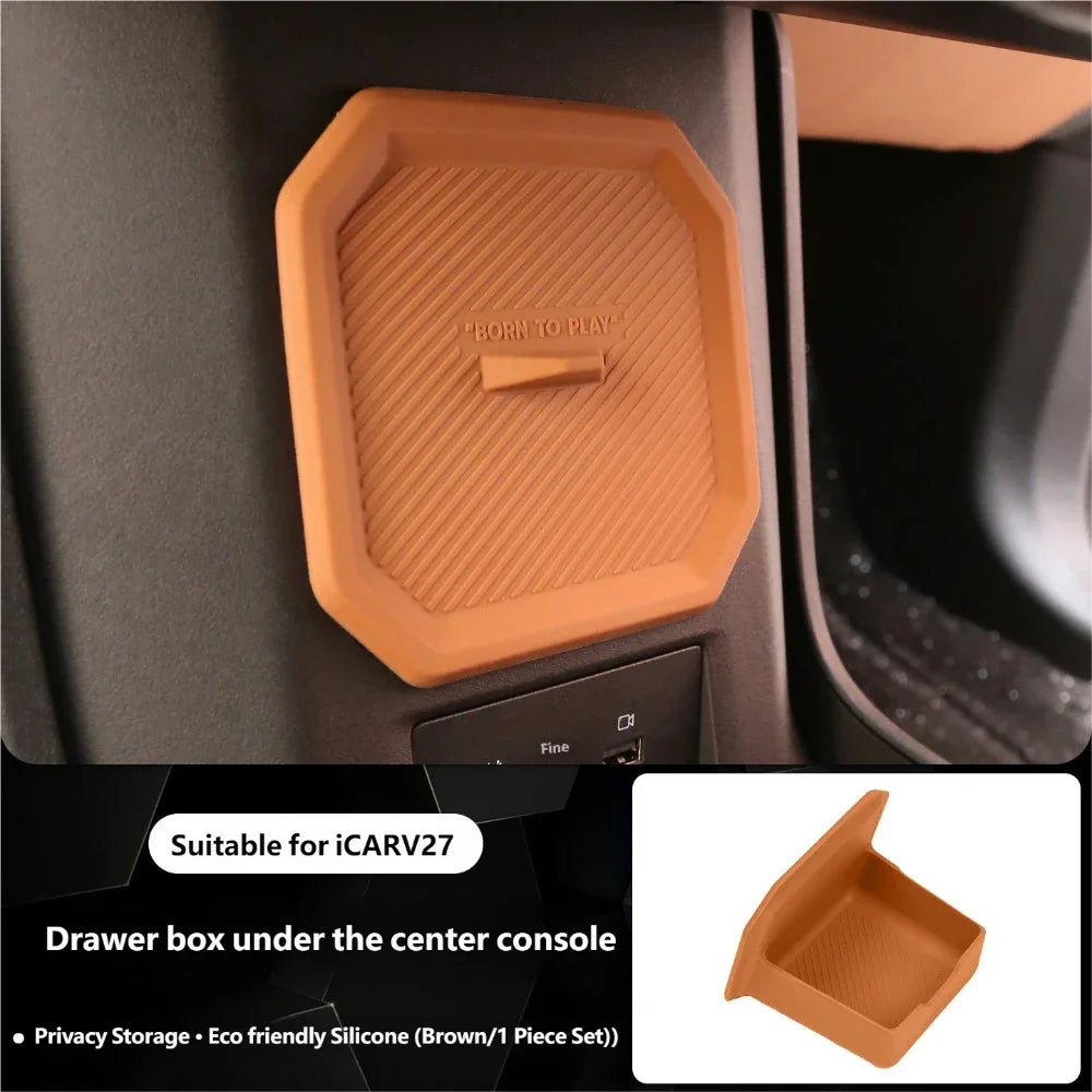 For Chery iCAR V27 2026 Silicone Central Control Lower Storage Box Interior Storage Privacy Box Modification Accessories