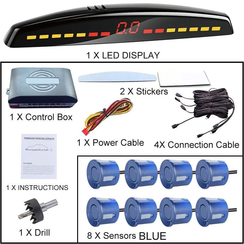 22mm Smart Parking Sensor 12V Universal Car Safety Assistant Visual Audible Alert Easy Install for Safe Driving