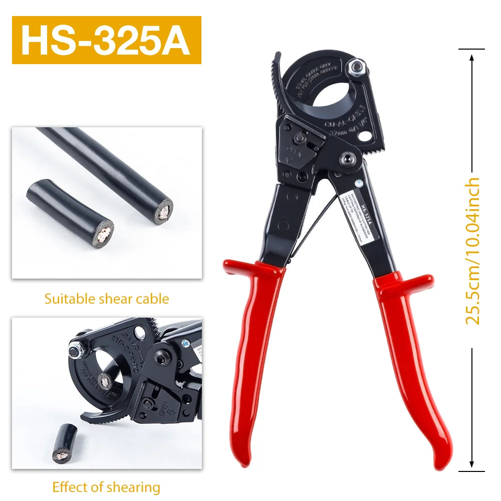 Ratcheting Cable Cutter Wire Plier 0-240mm² Professional Cutting Tool For Copper/Aluminum Metal Conductors Optical Fibers Cables