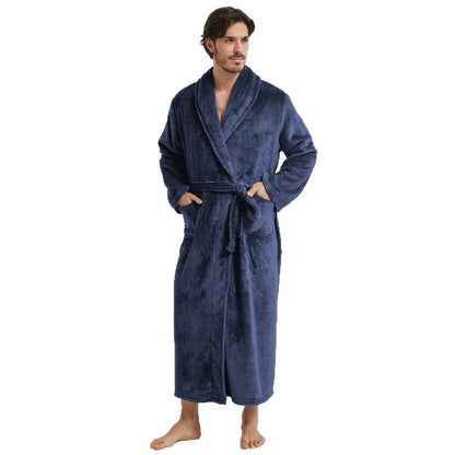 American-Style Autumn/Winter Couples' New Bathrobe, Morning Robe, Nightgown Men's Winter Pyjamas, Homewear Flannel Nightgown