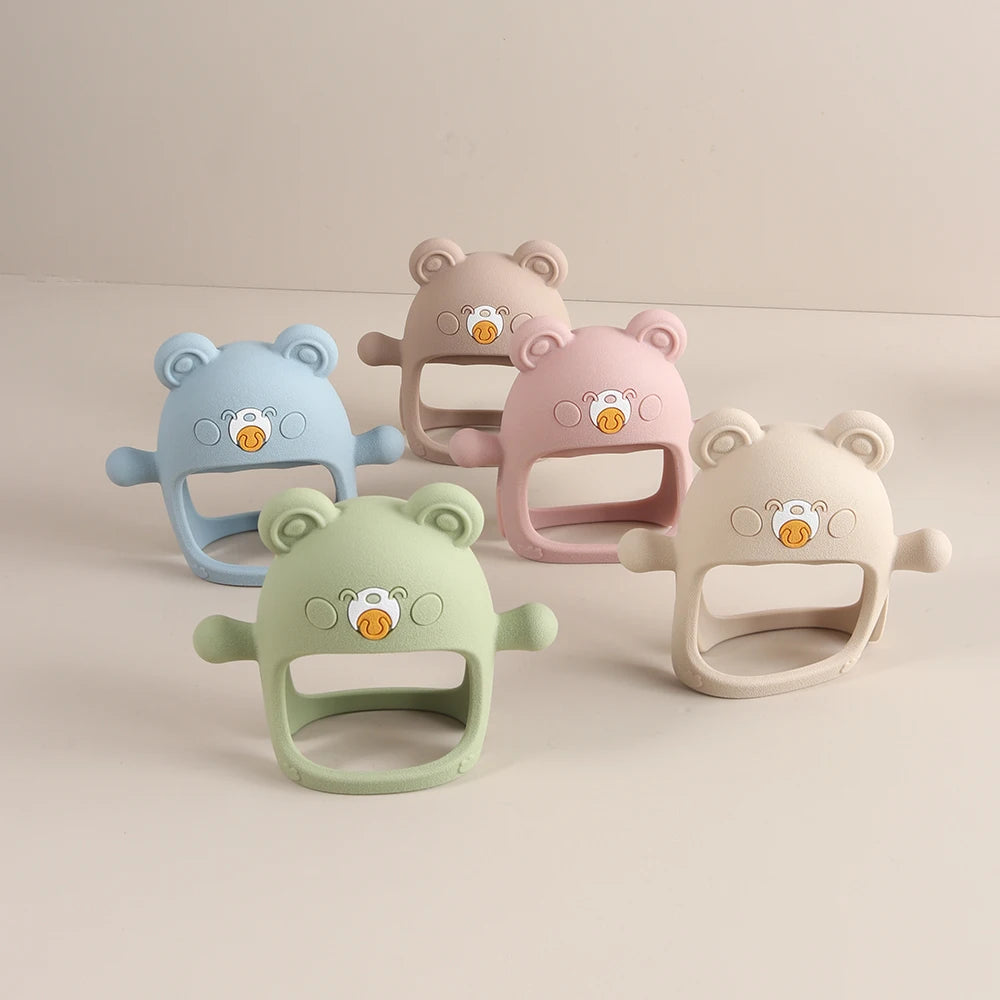 Anti-drop Wristband Baby Teether Silicone Bear Moon Star Teething Toy Non-slip Handheld Teether for Newborn Babies