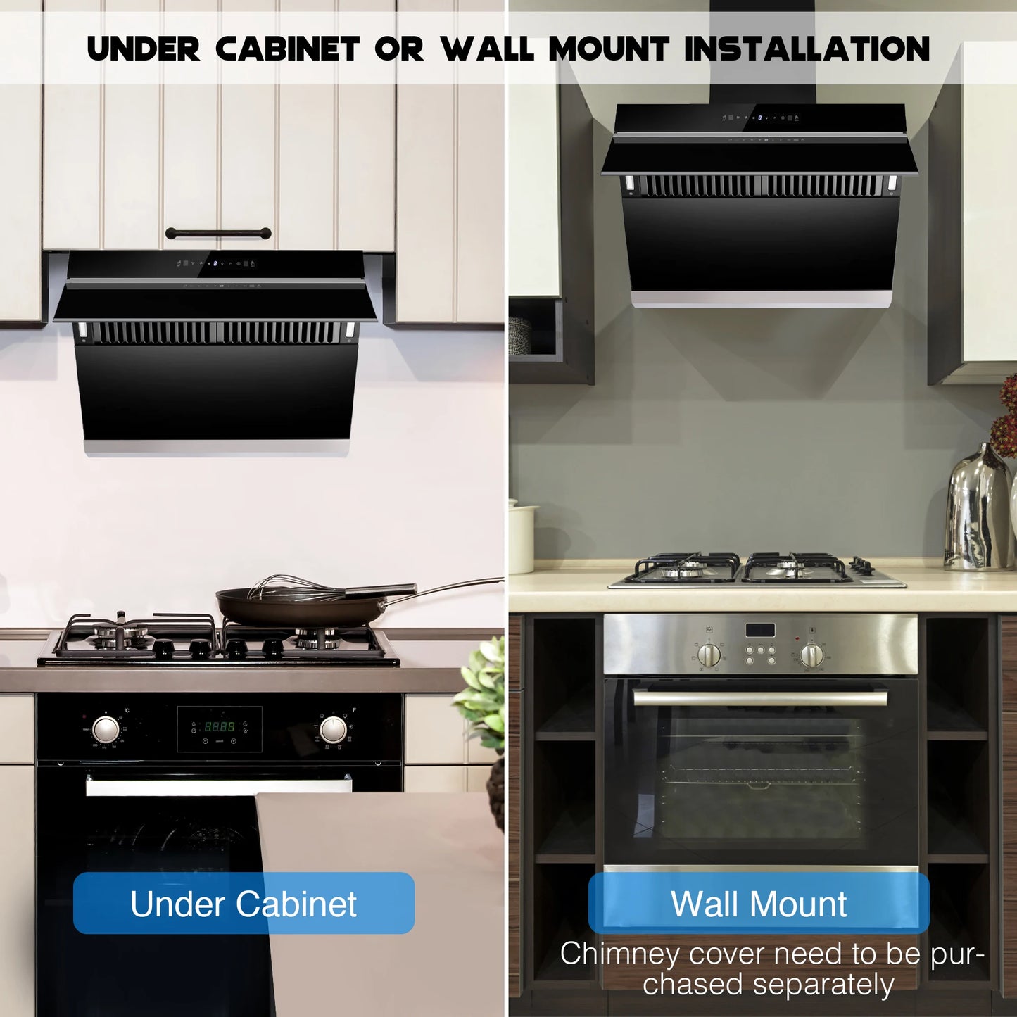 900CFM 30"Under Cabinet/Wall Mount Range Hood w/Heated Auto-Clean Gesture&Touch Control Tempered Glass 3-Speed & Baffle Filter