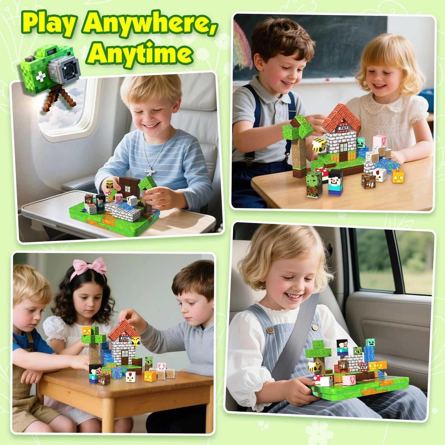 Magnetic Building Blocks Mine World Brick Cube Toys Set STEM Sensory Best Gift for Boy Girl Children Yi lin 100PCS