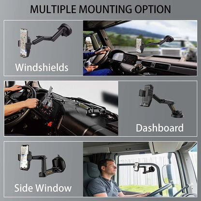 1pcs Black Car Phone Mount Holder Adjustable Height Suction Cup Type Universal Suitable for Truck Dashboards Cell Phone Bracket
