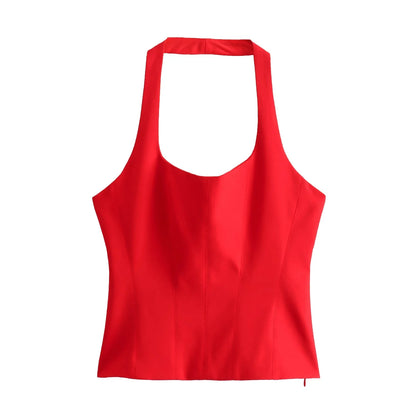 BSAY Women Fashion Summer White Halter Backless O-neck Comfortable Sling Crop Top Chic Female Sexy Streetwear Vest Mujer
