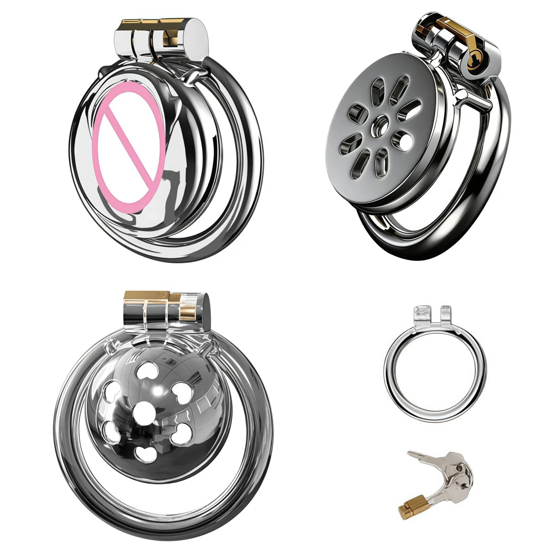 Male Super Mini Stainless Steel Chastity Cage Breathable Hole Lock Cock Ring BDSM Bondage Sissy Gay Adult Toy 18+