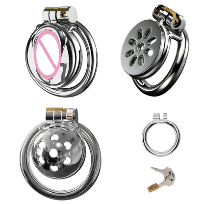 Male Super Mini Stainless Steel Chastity Cage Breathable Hole Lock Cock Ring BDSM Bondage Sissy Gay Adult Toy 18+