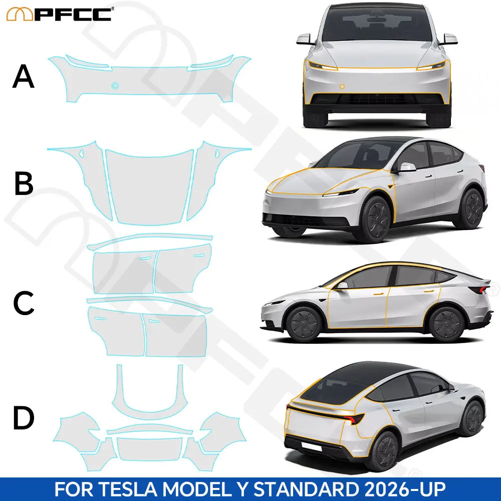 For Tesla Model Y Standard 2026 Clear Vinyl Wrap TPU PPF 8.5Mil Pre-Cut Paint Protection Film Full Vehicle Anti-Scratch Kit