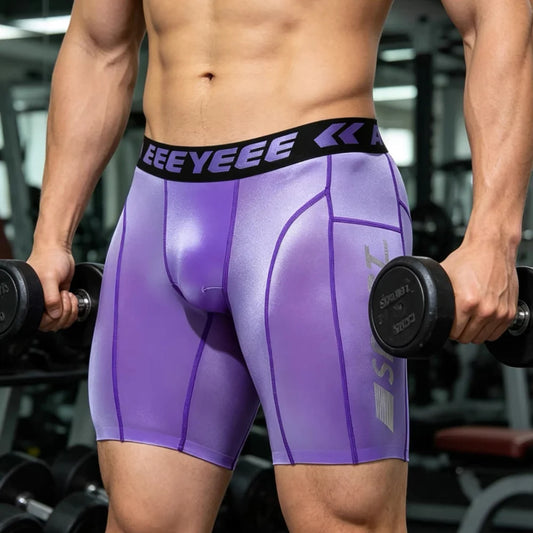Men's Shorts Compression Running Shorts Quick Dry High Elastic Muscle Fitness Basketball Bottoms Five-Quarter Length Inner Pants