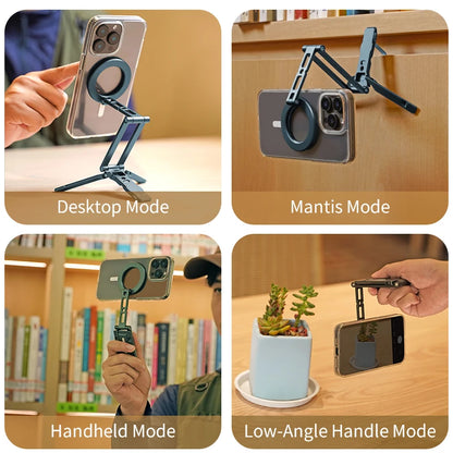 COBONE Magnetic Phone Tripod Holder Foldable Adjustable with Arca-Swiss for Phone Vlog Portable Desktop Phone Mount for Travel