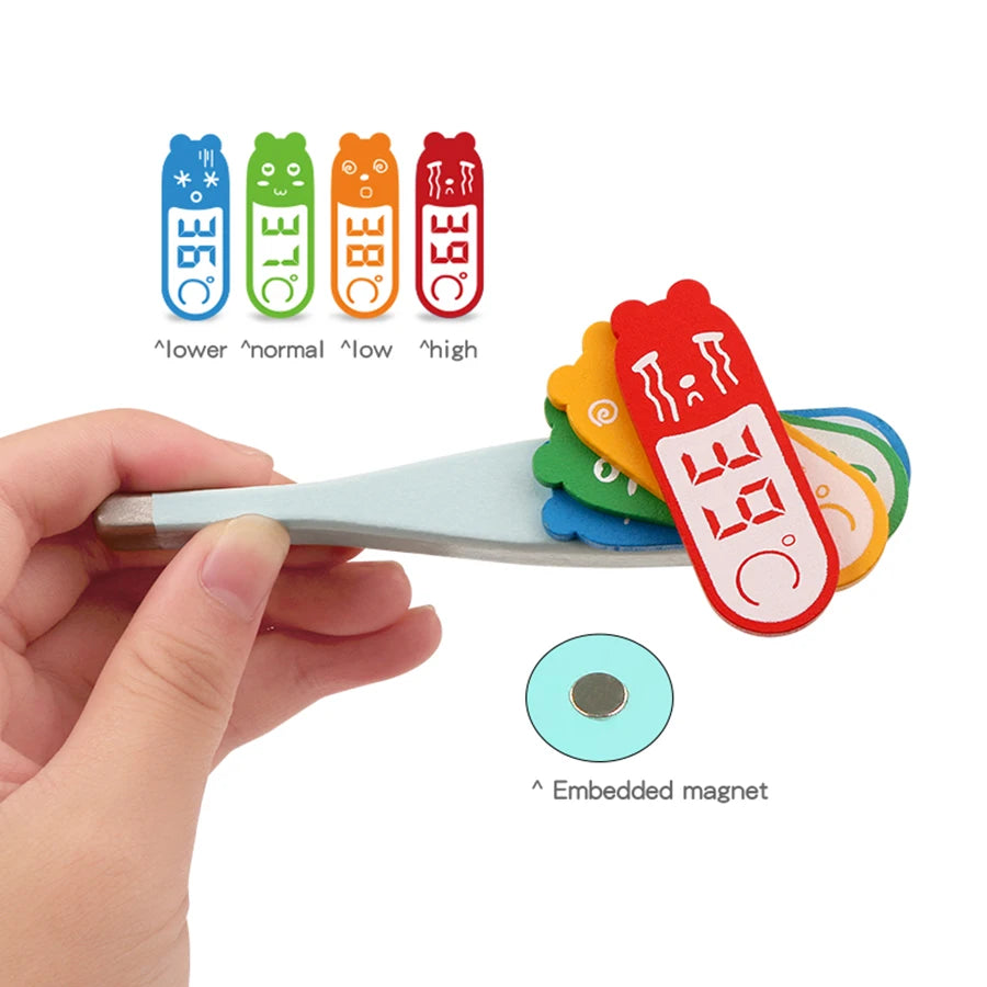 Wooden Pretend Play Doctor Educational Toys for Kids Home Play Medical Simulation Medicine Chest Set Nurse Dentist Role Play