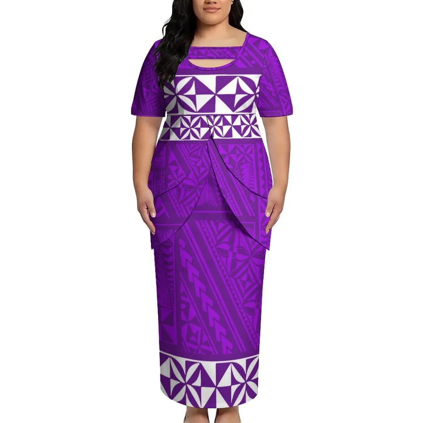 Puletasi New Design Short Sleeved Long Dress Customized Top And Skirt Knee Length Dress Party Top And Skirt Soft Fabrics