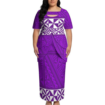 Puletasi New Design Short Sleeved Long Dress Customized Top And Skirt Knee Length Dress Party Top And Skirt Soft Fabrics