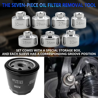 7-piece oil filter socket wrench set, 24mm to 38mm for Mercedes-Benz, BMW, VW, Audi, Boston and more