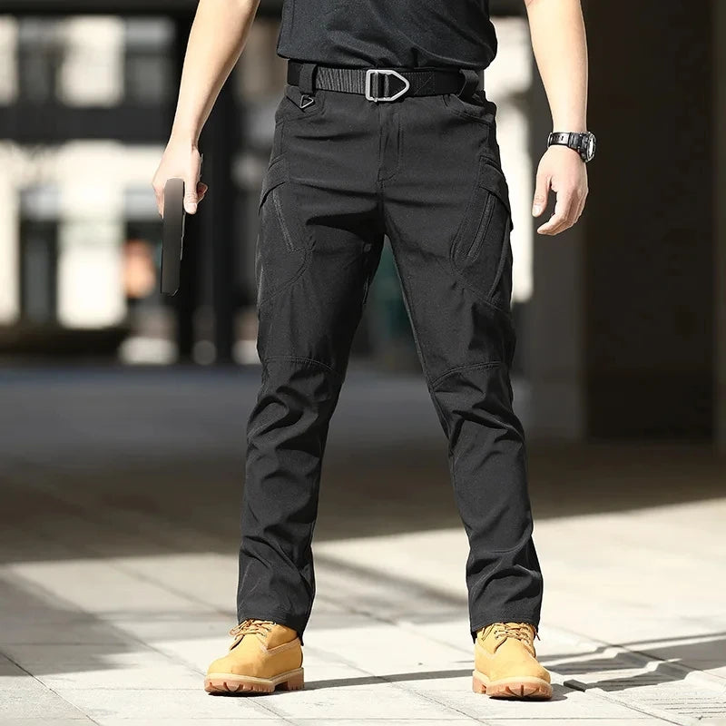 Men'S Tactical Cargo Pants - Softshell, Stretchy Fabric, Multiple Pockets, Button Fly, No Belt, All-Season Outdoor Training Pant
