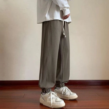 Men's Fleece Lined Joggers Warm Casual Sweatpants Loose Fit Tapered Ankle Pants for Autumn Winter Daily Wear