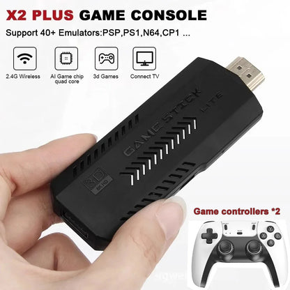 The X2 Pro video game console comes with 50,000 retro games and over 40 emulators, and is compatible with PS1/N64/PSP.