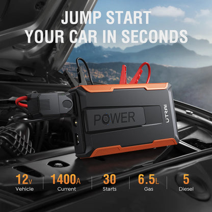 UTRAI Auto Jump Starter 1400A Portable Power Bank Car Jump Starter Battery Starter For Car Emergency Booster Starting Device