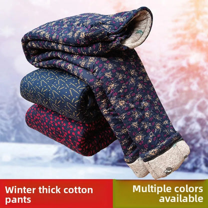 Thick Cotton Pants for Women Winter Warm Loose Fit Camel down Filled Trousers plus Size Mommy Grandmother Pants High Waist Lo...