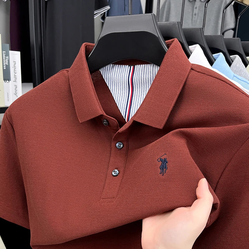High end brand 100% cotton short sleeve polo shirt men luxur pony embroidery comfort breathable fashion T-shirt summer new top