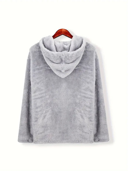 Men's Double-Sided Velvet Hooded Sweatshirt, Autumn and Winter Warm Pullover, Loose Casual Teddy Velvet Jacket, Men's Wholesale