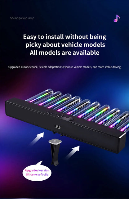 Sound Control Pickup Light Dynamic Gradient RGB Ambient Light Universal Car Air Vent Dashboard Ornament LED Interior Decor Light