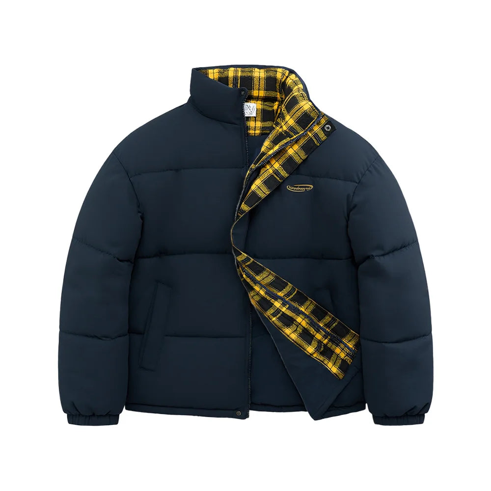 Veidoorn Unisex Short Parka Coat with Stand Collar Warm Thermal Puffer Jacket for Winter Puffy Outdoor Streetwear